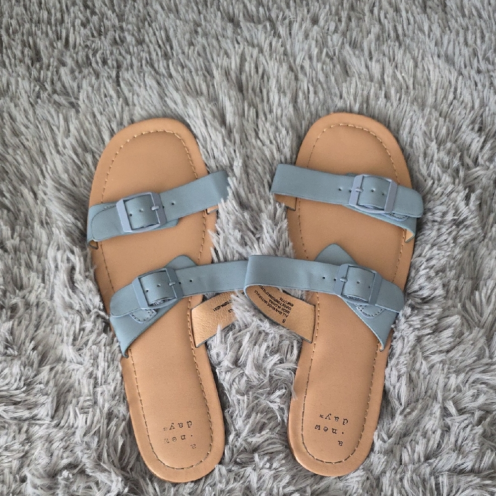 2 For $12. a new day Light Blue Double Strap Sandals
